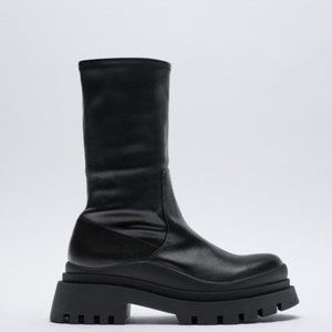 ZARA LOW HEELED LUG SOLE ANKLE BOOTS